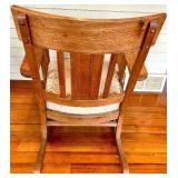 Vintage Arts and Crafts Oak Rocking Chair with Floral Upholstery