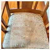 Vintage Arts and Crafts Oak Rocking Chair with Floral Upholstery