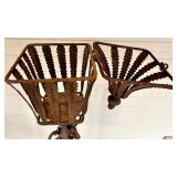 Antique Wrought Iron Lantern Post & Garden Light Fixture