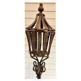 Antique Wrought Iron Lantern Post & Garden Light Fixture