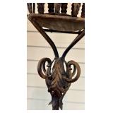 Antique Wrought Iron Lantern Post & Garden Light Fixture