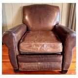 Brown Leather Armchair with Footrest - Pre-Owned