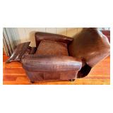 Brown Leather Armchair with Footrest - Pre-Owned