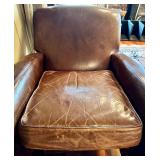 Brown Leather Armchair with Footrest - Pre-Owned