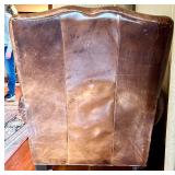 Brown Leather Armchair with Footrest - Pre-Owned