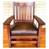 Mission Oak Rocking Chair & Leather Seat