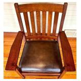 Mission Oak Rocking Chair & Leather Seat