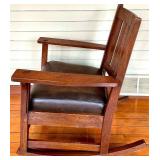 Mission Oak Rocking Chair & Leather Seat