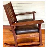 Mission Oak Rocking Chair & Leather Seat
