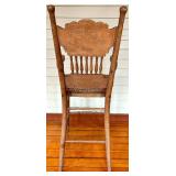 Antique Oak Spindle-Back High Chair with Cane Seat