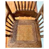 Antique Oak Spindle-Back High Chair with Cane Seat