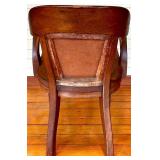 Wooden Armchair with Leather Upholstered Back & Nailhead Trim