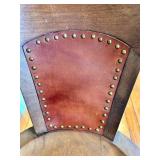Wooden Armchair with Leather Upholstered Back & Nailhead Trim
