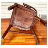 Wooden Armchair with Leather Upholstered Back & Nailhead Trim