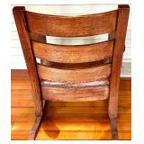 Vintage Oak Rocking Chair Leather Upholstered Seat with Nailhead Trim