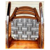 Vintage Oak Rocking Chair Leather Upholstered Seat with Nailhead Trim