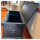 Black Wooden Storage Chest Trunk 36 in x 17 in x 17 in