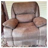 Brown Fabric Recliner Chair & Manual Lever, 40 in W x 45 in D x 40 in H