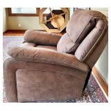 Brown Fabric Recliner Chair & Manual Lever, 40 in W x 45 in D x 40 in H