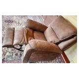 Brown Fabric Recliner Chair & Manual Lever, 40 in W x 45 in D x 40 in H