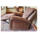 Brown Fabric Recliner Chair & Manual Lever, 40 in W x 45 in D x 40 in H