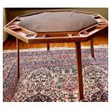 Octagonal Poker Table - Brown Felt Surface & Cup Holders
