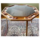 Octagonal Poker Table - Brown Felt Surface & Cup Holders