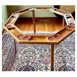 Octagonal Poker Table - Brown Felt Surface & Cup Holders