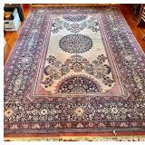Oriental Area Rug 98x137 inches - Beige Floral Medallion Border