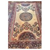 Oriental Area Rug 98x137 inches - Beige Floral Medallion Border