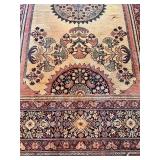 Oriental Area Rug 98x137 inches - Beige Floral Medallion Border