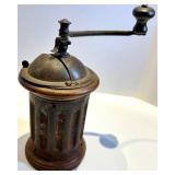 Antique Brass Kitchenware Lot with Kettle, Grinder, Canisters & Thorp Handle