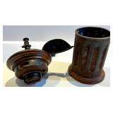 Antique Brass Kitchenware Lot with Kettle, Grinder, Canisters & Thorp Handle