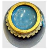 Vase - Cloisonné Enamel - Black & Pink Floral Motifs