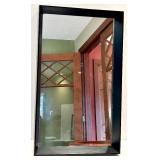 Mirror Set - Rectangular Black-Framed Wall Mirror 15 x 25 x 2 in & Round Wood Frame Mirror 25 in Dia