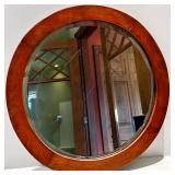 Mirror Set - Rectangular Black-Framed Wall Mirror 15 x 25 x 2 in & Round Wood Frame Mirror 25 in Dia