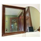 Wood-Framed Rectangular Mirror & Circular Mirror - Pair