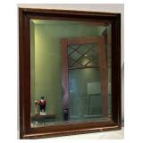 Wood-Framed Rectangular Mirror & Circular Mirror - Pair