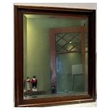Wood-Framed Rectangular Mirror & Circular Mirror - Pair