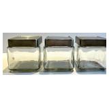 Glass Canister Set with Metal Lids - Sugar Jar with Clamp Lid & Salt & Pepper Shakers