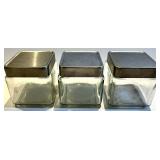 Glass Canister Set with Metal Lids - Sugar Jar with Clamp Lid & Salt & Pepper Shakers