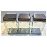 Glass Canister Set with Metal Lids - Sugar Jar with Clamp Lid & Salt & Pepper Shakers