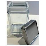 Glass Canister Set with Metal Lids - Sugar Jar with Clamp Lid & Salt & Pepper Shakers