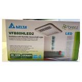 Delta Breez VFB80HLED2 80 CFM Humidity Sensor Bath Fan & LED Light - NIB
