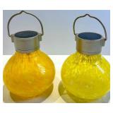 Hand-Painted Floral Magazine Rack & Framed Print & 2 Yellow Led Solar Lanterns