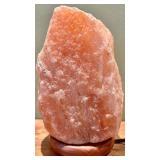 Himalayan Salt Lamp In Pink Rock & Wood Base