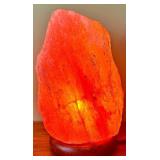 Himalayan Salt Lamp In Pink Rock & Wood Base