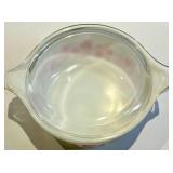 Pyrex Glass Casserole Dish with Lid - Red Berry Pattern - Oven Safe - Gooseberry Pattern