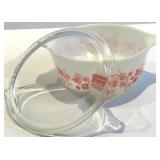 Pyrex Glass Casserole Dish with Lid - Red Berry Pattern - Oven Safe - Gooseberry Pattern