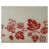 Pyrex Glass Casserole Dish with Lid - Red Berry Pattern - Oven Safe - Gooseberry Pattern